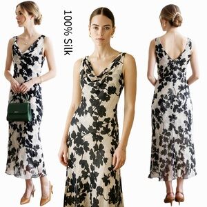 Vintage Y2K Silk Drape Slip Floral Maxi Dress Fairy Whimsigoth 90’s Victorian 14